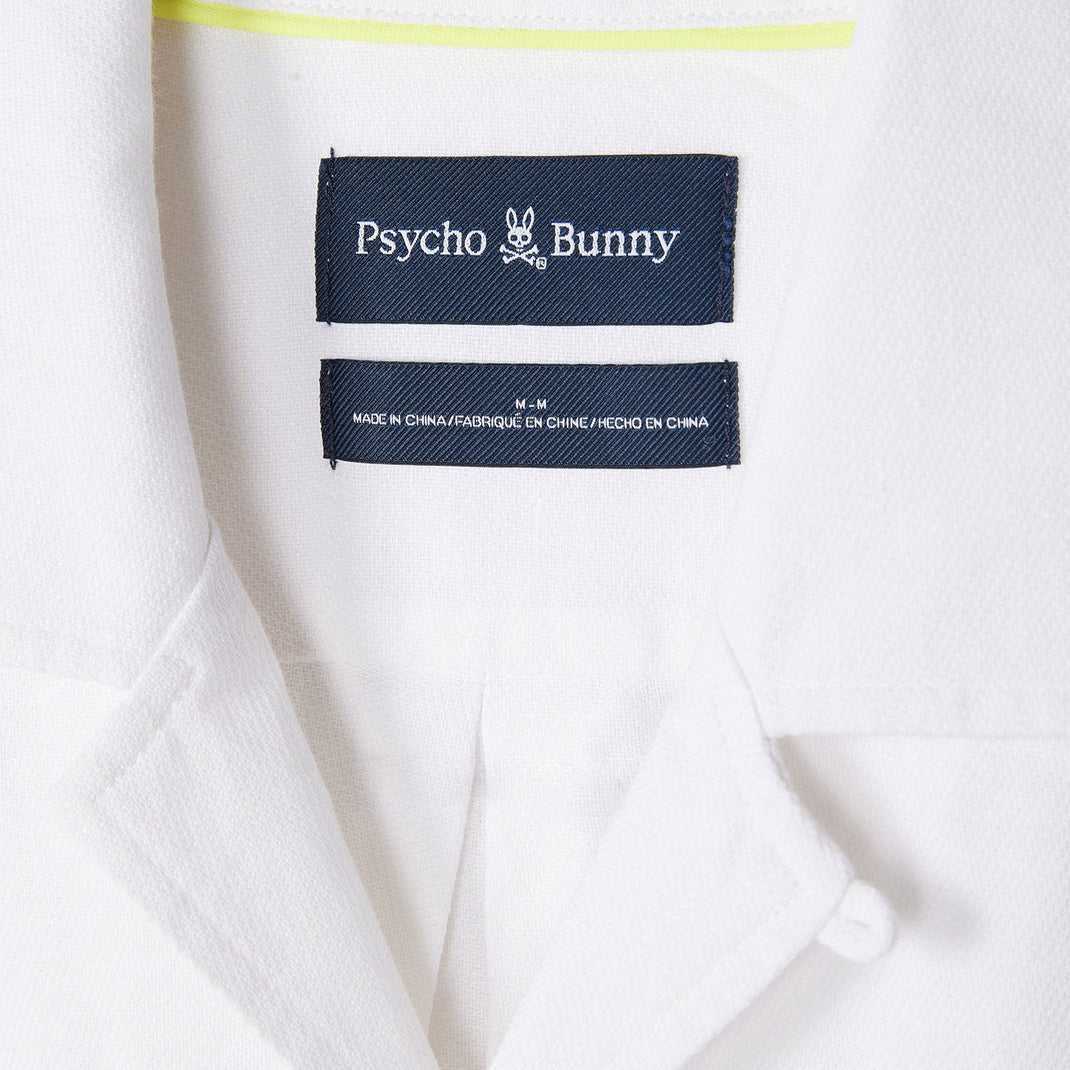 Chemises Psycho Bunny Windcrest Linen Short Sleeve Shirt Blanche Homme | SIZ-80159274